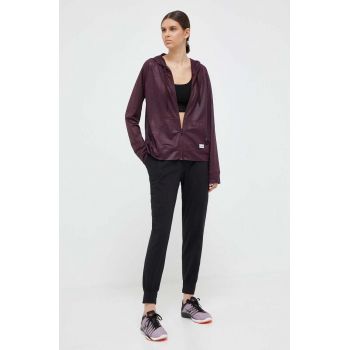 Dkny bluza femei, culoarea bordo, cu glugă, modelator