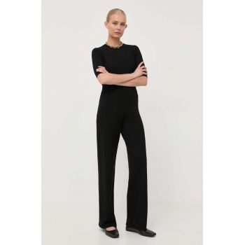 Max Mara Leisure pantaloni femei, culoarea negru, drept, high waist
