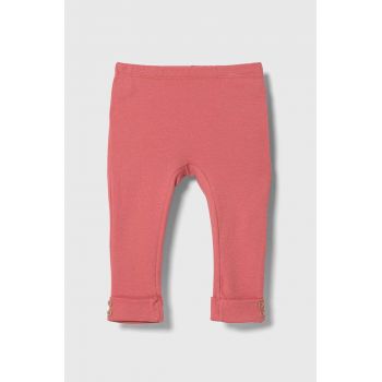 United Colors of Benetton leggins din bumbac pentru bebeluși culoarea roz, neted