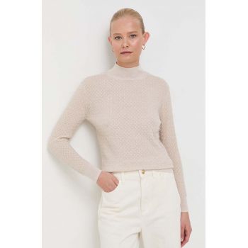 Armani Exchange pulover din amestec de lana femei, culoarea auriu, light, cu turtleneck