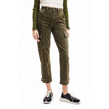 Desigual pantaloni femei, culoarea verde