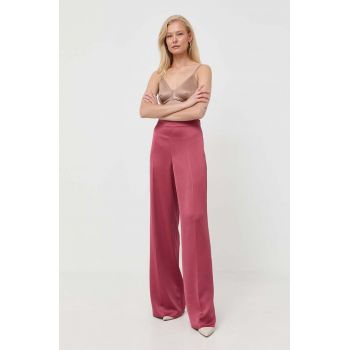 MAX&Co. pantaloni femei, culoarea roz, drept, high waist