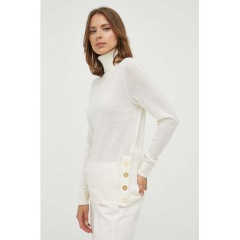 MICHAEL Michael Kors pulover de lana femei, culoarea bej, light, cu guler