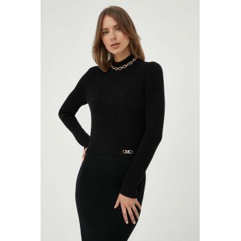 MICHAEL Michael Kors pulover de lana femei, culoarea negru, cu turtleneck