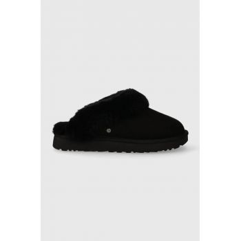 UGG papuci din piele întoarsă Classic slipper II culoarea negru 1130876.BLK-BLK