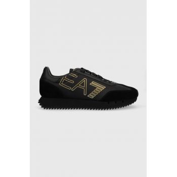EA7 Emporio Armani sneakers din piele Vintage culoarea negru
