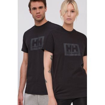Helly Hansen tricou din bumbac culoarea negru, cu imprimeu 53285-096
