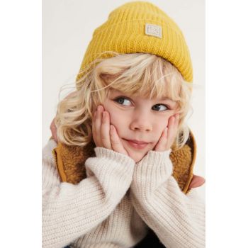 Liewood șapcă de lână pentru copii culoarea galben, de lana