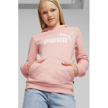 Puma bluza copii ESS Logo Hoodie FL G culoarea roz, cu glugă, cu imprimeu