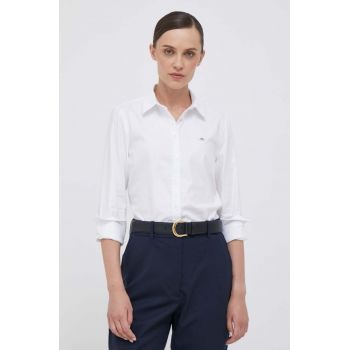 Gant camasa femei, culoarea alb, cu guler clasic, regular de firma originala