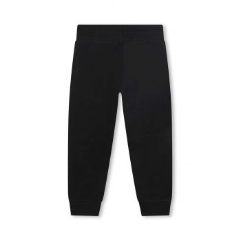 HUGO pantaloni de trening din bumbac pentru copii culoarea negru, cu imprimeu