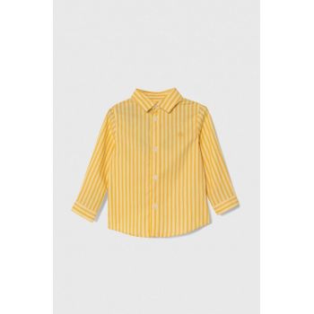 United Colors of Benetton camasa de bumbac pentru copii culoarea galben