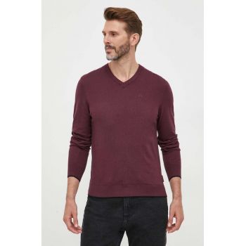 Armani Exchange pulover din amestec de casmir culoarea bordo, light