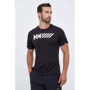 Helly Hansen tricou sport Lifa Tech culoarea negru, cu imprimeu