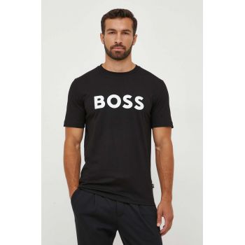BOSS tricou din bumbac culoarea negru, cu imprimeu 50495742