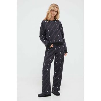 Dkny pijama femei, culoarea negru de firma originale