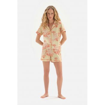 Pijama scurta cu imprimeu tropical