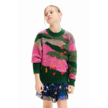 Desigual pulover pentru copii din amestec de lana culoarea roz
