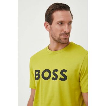 BOSS tricou din bumbac culoarea verde, cu imprimeu 50495742