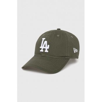 New Era șapcă de baseball din bumbac culoarea verde, cu imprimeu, LOS ANGELES DODGERS