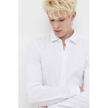 HUGO cămașă din bumbac bărbați, culoarea alb, cu guler clasic, slim 50494515