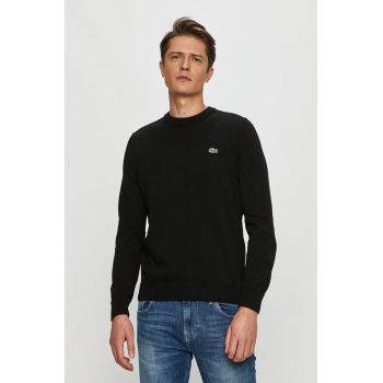 Lacoste pulover de bumbac culoarea negru, light