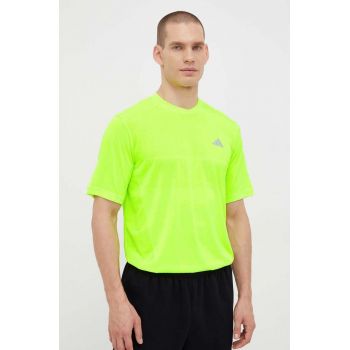 adidas Performance tricou de alergare Ultimate culoarea verde, neted