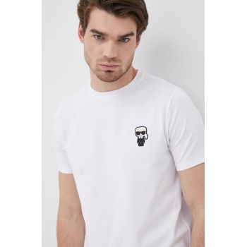 Karl Lagerfeld tricou bărbați, culoarea alb, cu imprimeu 500221.755027