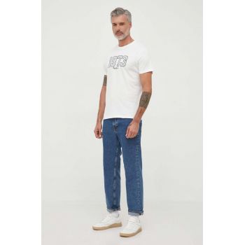 Pepe Jeans tricou din bumbac WYATT culoarea bej, cu imprimeu