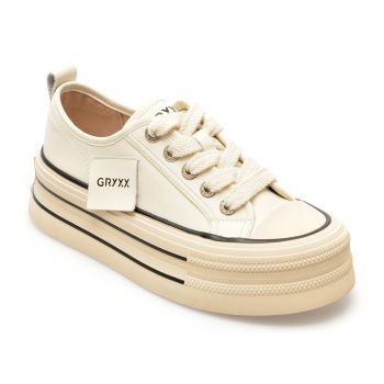 Pantofi GRYXX albi, 3013, din piele naturala