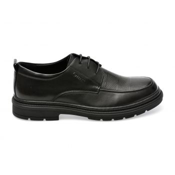 Pantofi OTTER negri, E630008, din piele naturala ieftini