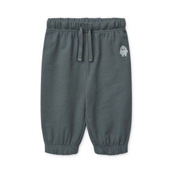 Liewood pantaloni de trening pentru bebeluși culoarea gri, neted