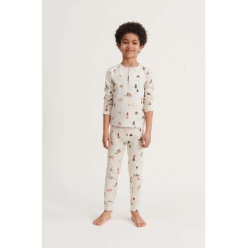 Liewood pijamale de bumbac pentru copii culoarea bej, modelator
