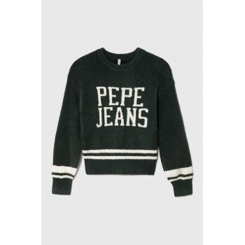Pepe Jeans pulover pentru copii din amestec de lana culoarea verde, călduros