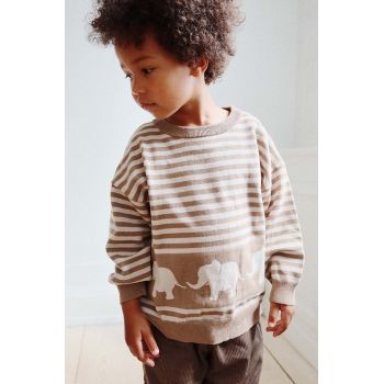 Konges Sløjd pulover pentru copii din amestec de lana culoarea bej, light