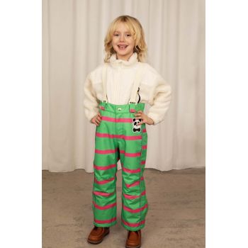 Mini Rodini pantaloni de schi pentru copii culoarea verde, modelator