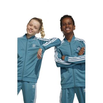adidas Originals bluza copii culoarea turcoaz, cu imprimeu