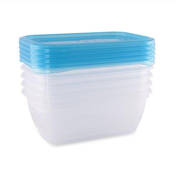 Set 5 recipiente rectangulare cu capac pentru pastrarea hranei 0.5 litri transparent