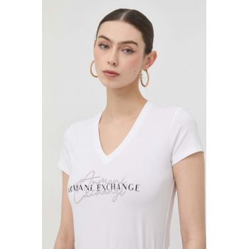 Armani Exchange tricou femei, culoarea alb