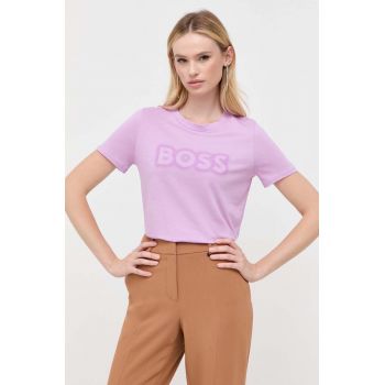 BOSS Orange tricou din bumbac culoarea roz 50501139