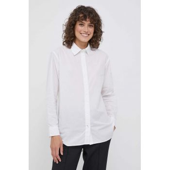 Pepe Jeans camasa din bumbac LIZA femei, culoarea alb, cu guler clasic, relaxed de firma originala