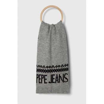 Pepe Jeans fular femei, culoarea gri, modelator