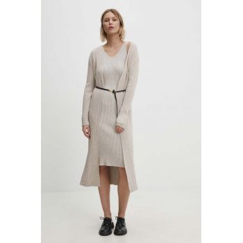 Answear Lab rochie și cardigan culoarea bej