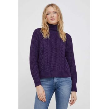 Joop! pulover de lana femei, culoarea violet, călduros, cu guler