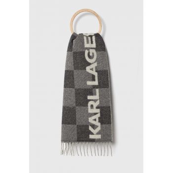 Karl Lagerfeld esarfa de lana culoarea gri, modelator