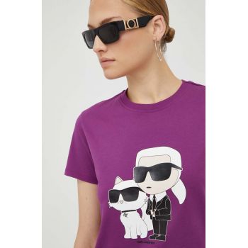 Karl Lagerfeld tricou din bumbac culoarea violet