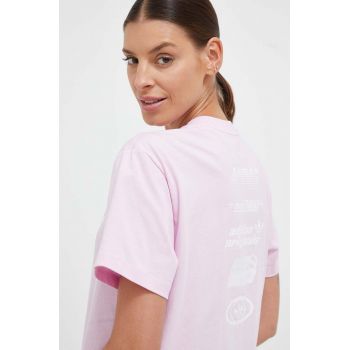 adidas Originals tricou din bumbac culoarea roz