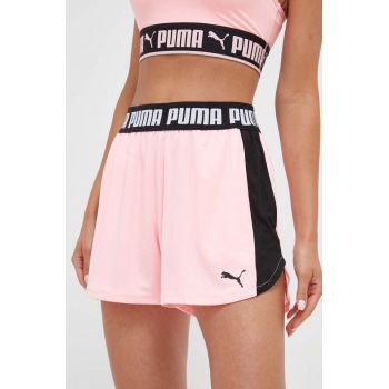 Puma pantaloni scurți de antrenament Train All Day culoarea roz, neted, high waist