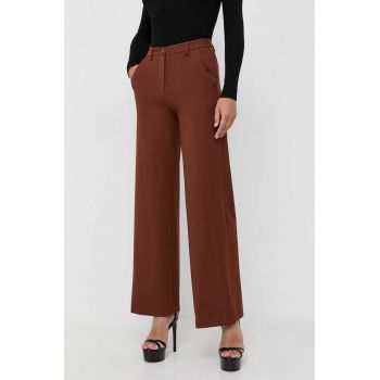 Silvian Heach pantaloni femei, culoarea maro, lat, high waist