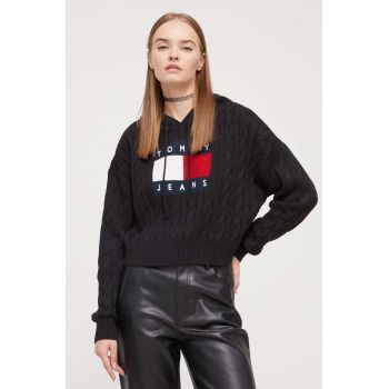 Tommy Jeans pulover femei, culoarea negru DW0DW16528